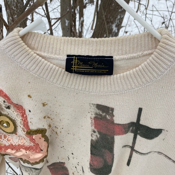 Vintage 90s Wearable Art Embellished Sweater Womens Large - Picture 2 of 3